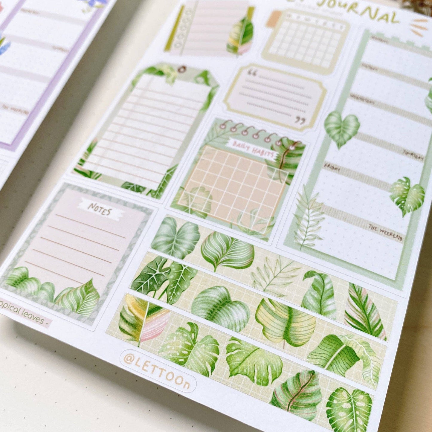 L| Sticker Sheet - Bullet Journal Essentials: Tropical Leaves