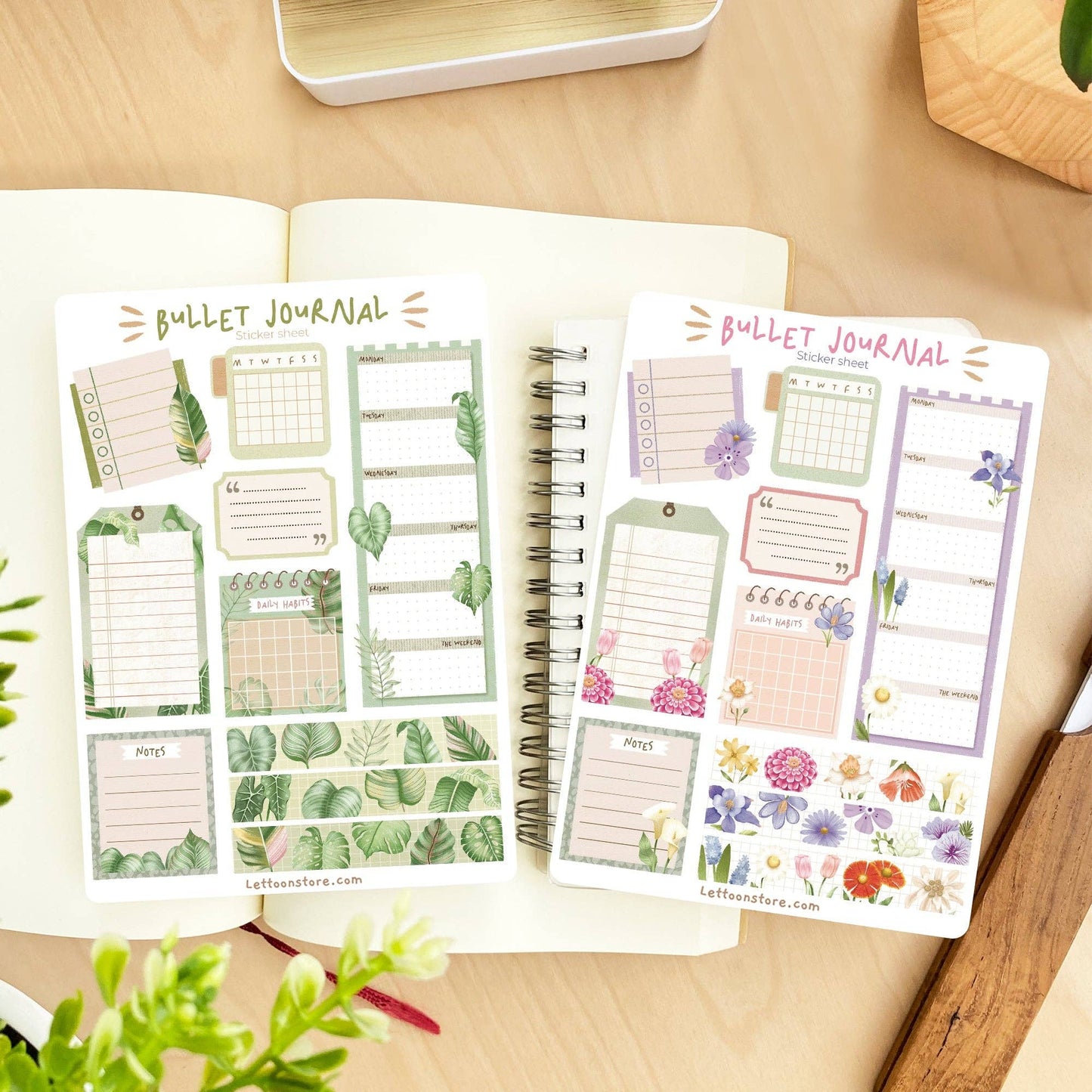 L| Sticker Sheet - Bullet Journal Essentials: Tropical Leaves