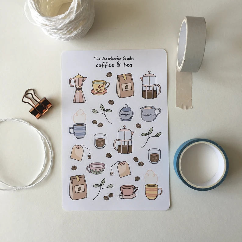 TAS| Coffee & Tea and Cafe Love Sticker Sheet: Coffee & tea