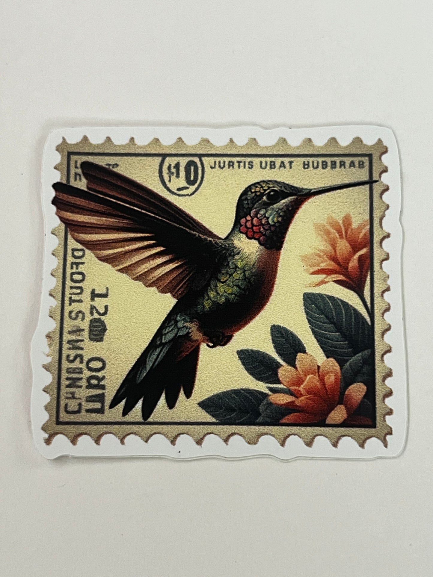 Janet Journals - Hummingbird Postage VIntage Vinyl Sticker