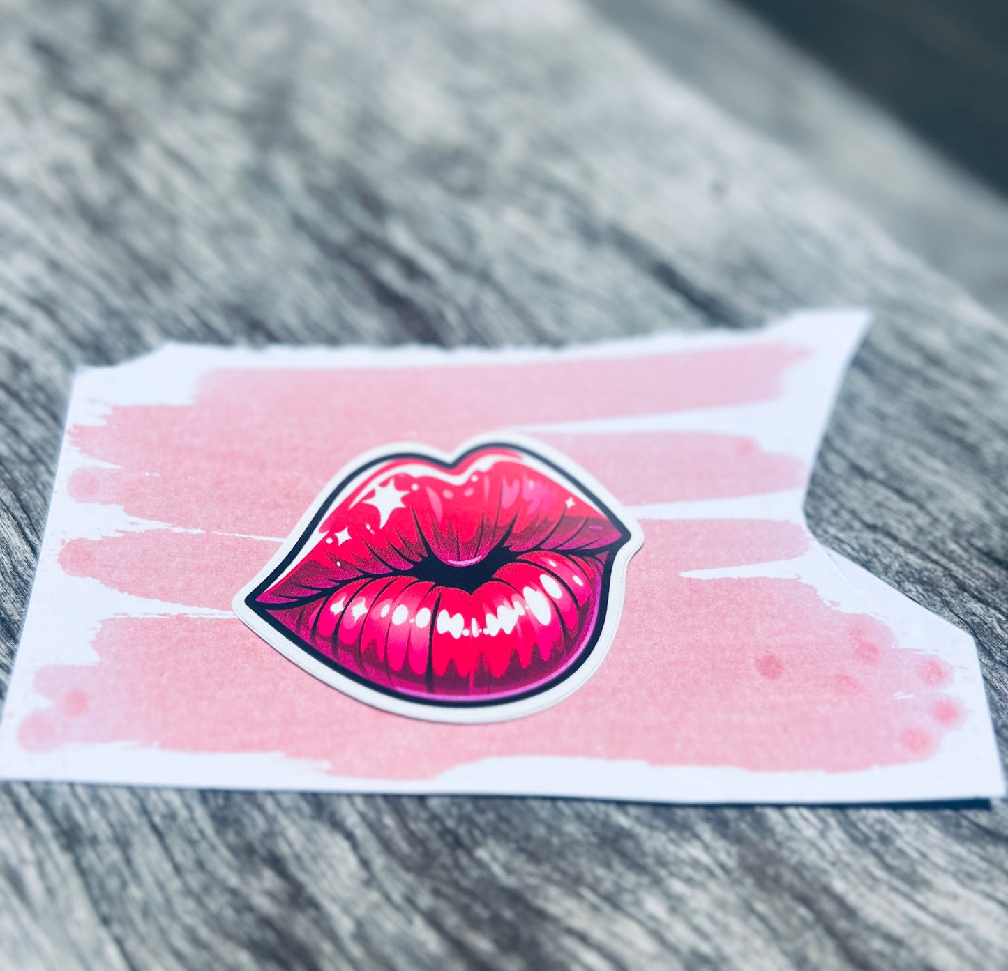 Janet Journals - Flirty Florals Lip Kiss Vinyl Sticker
