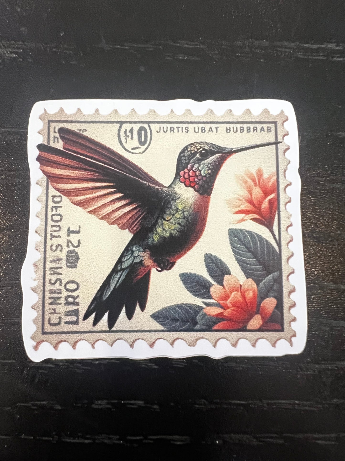 Janet Journals - Hummingbird Postage VIntage Vinyl Sticker