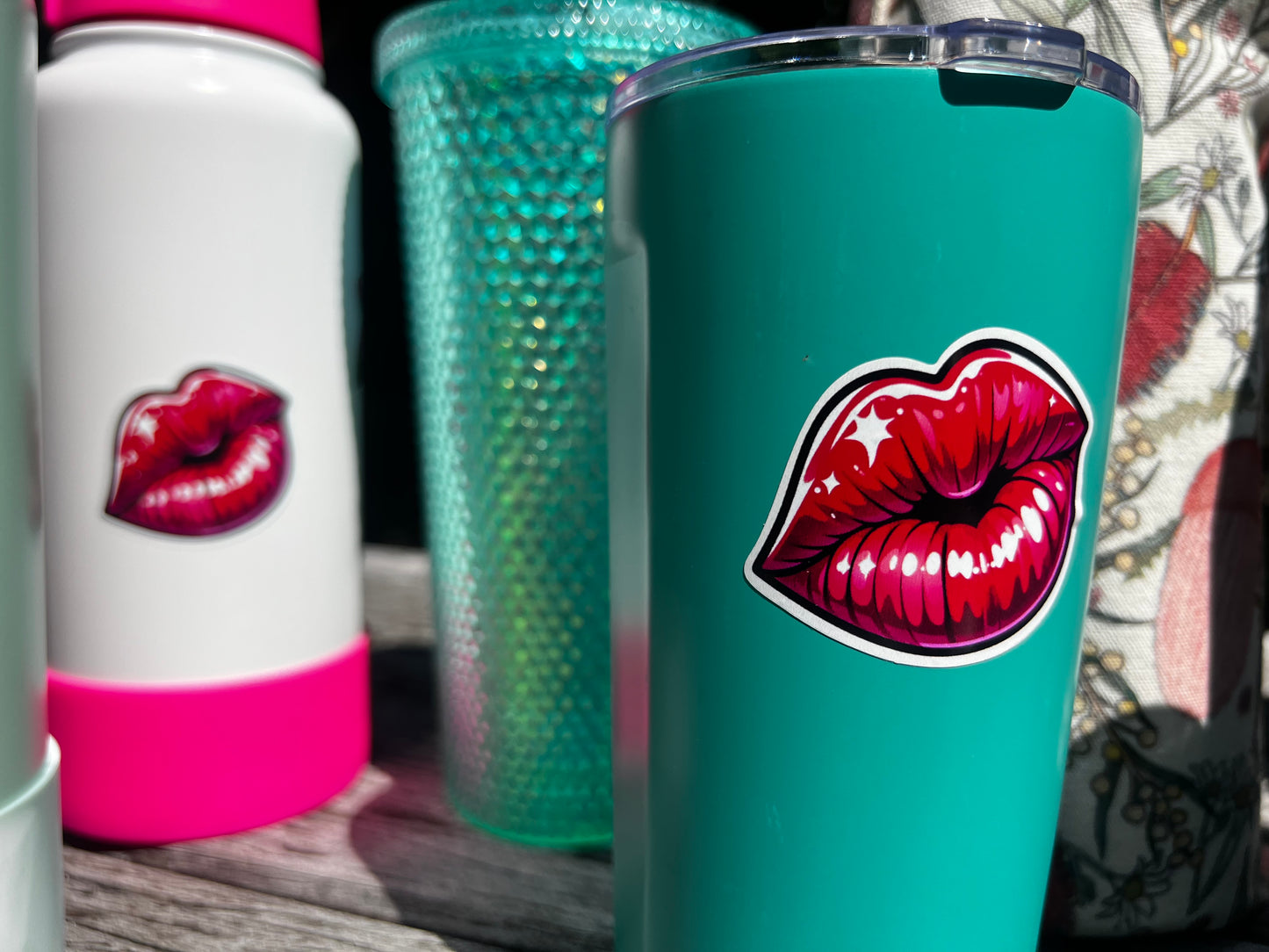 Janet Journals - Flirty Florals Lip Kiss Vinyl Sticker