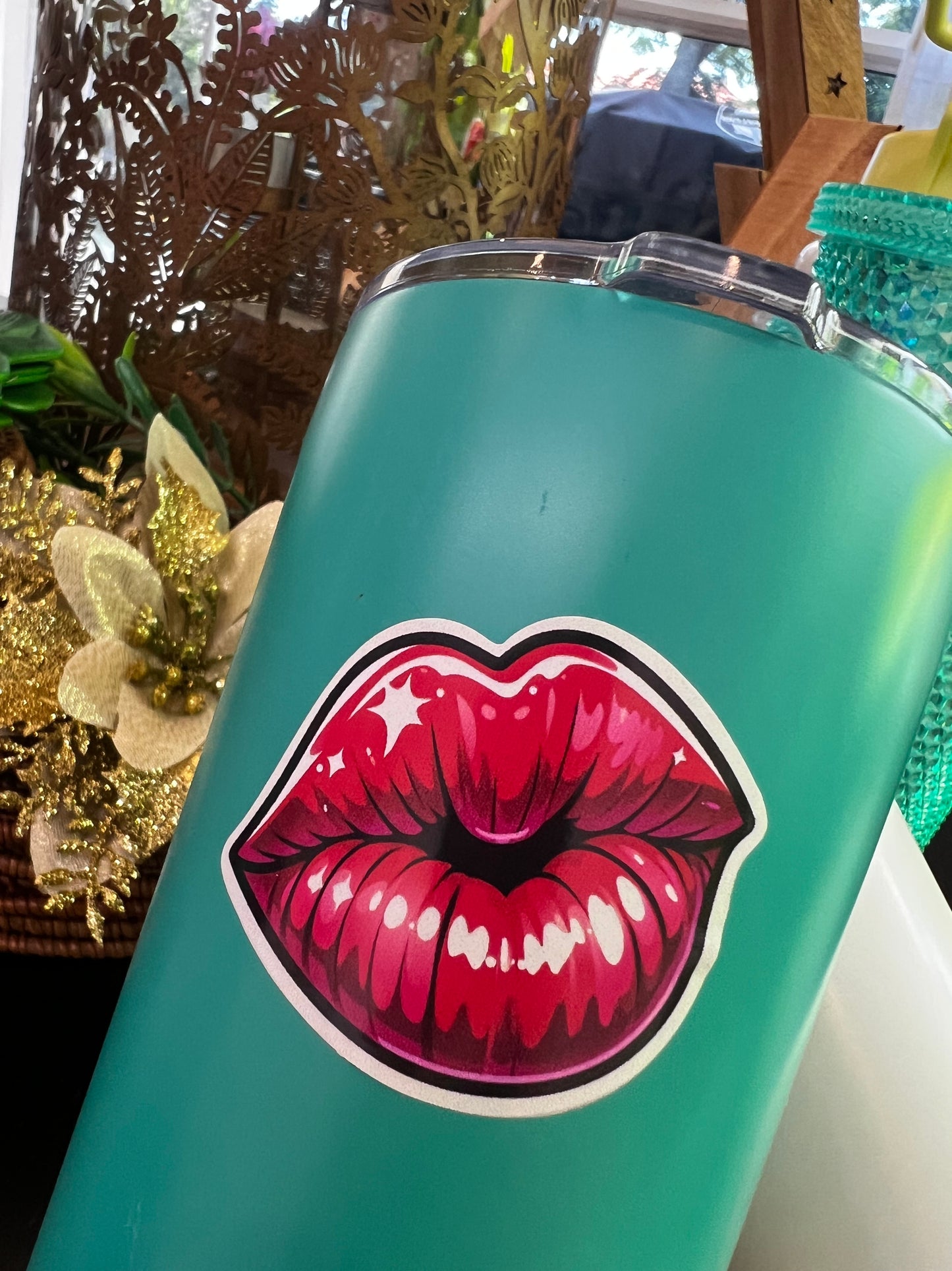 Janet Journals - Flirty Florals Lip Kiss Vinyl Sticker