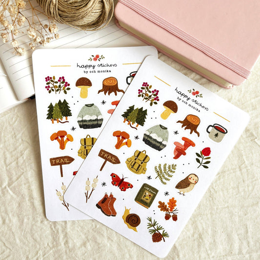 Forest Walks - Sticker Sheet | Nature Lover Stationery