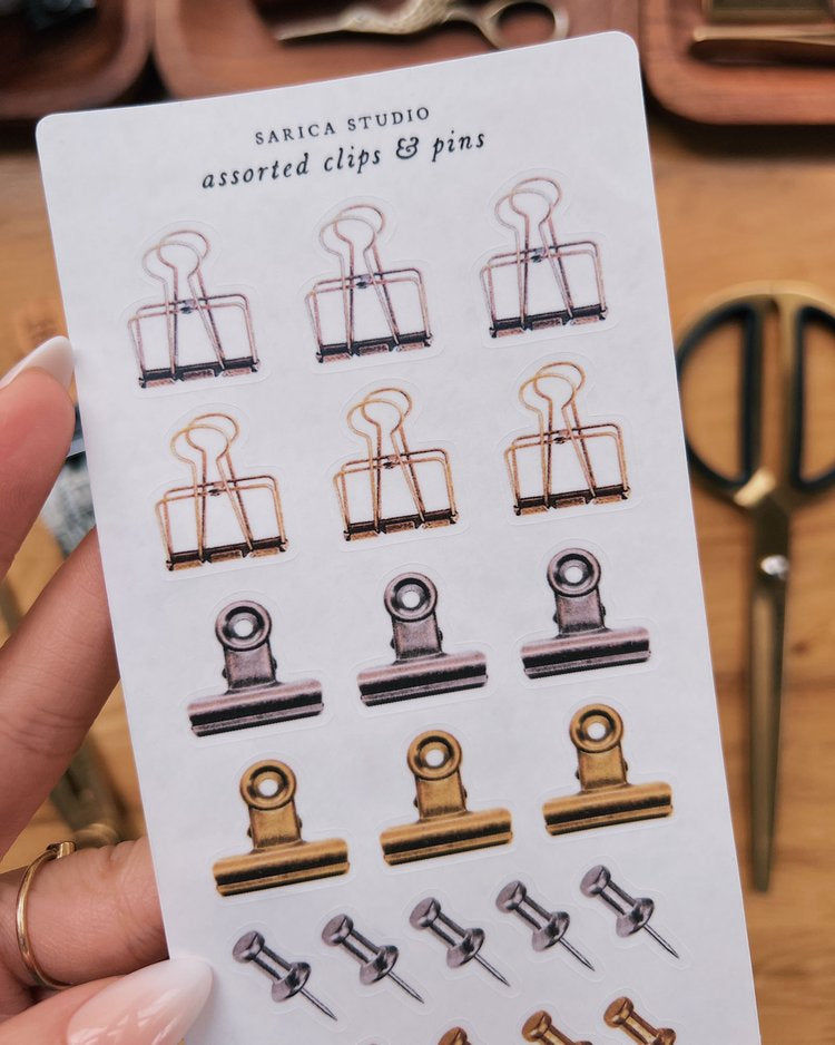 SS| Assorted Clips and Pins sticker sheet
