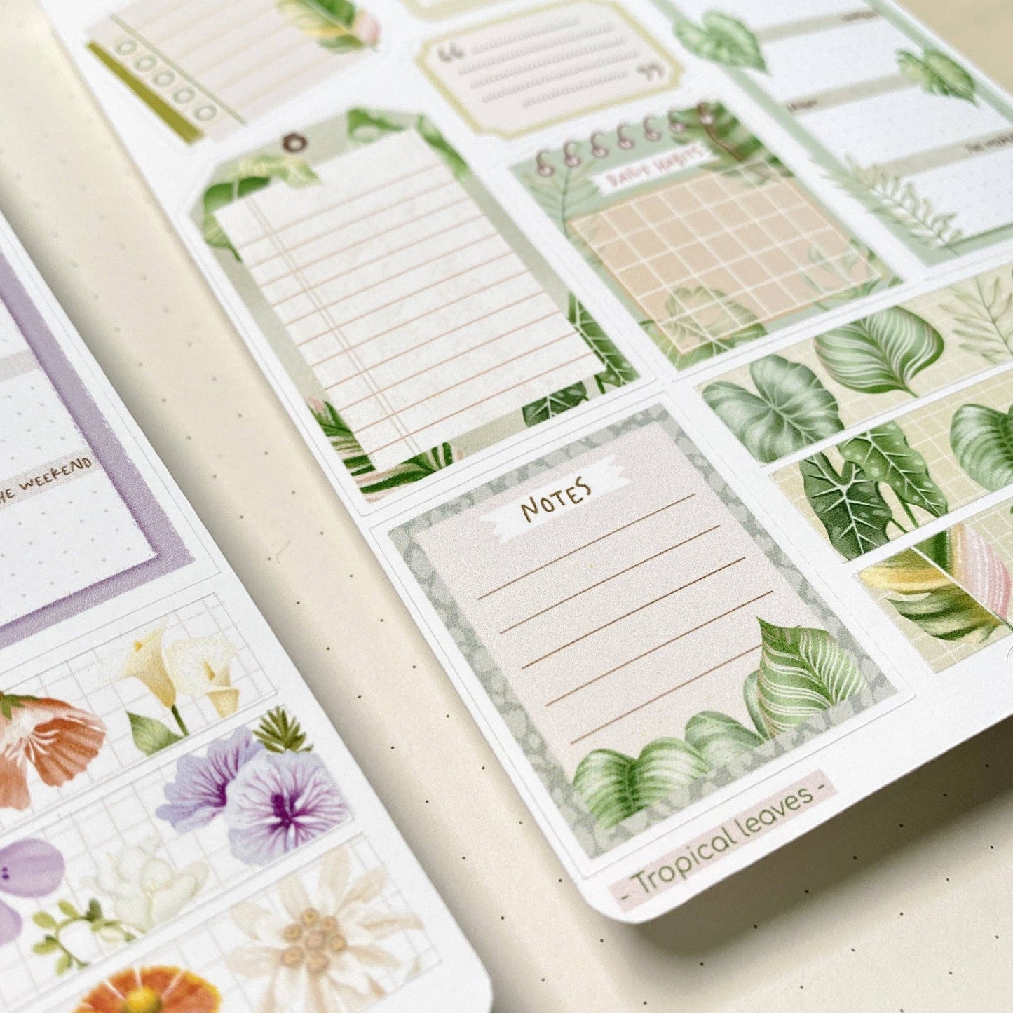 L| Sticker Sheet - Bullet Journal Essentials: Tropical Leaves