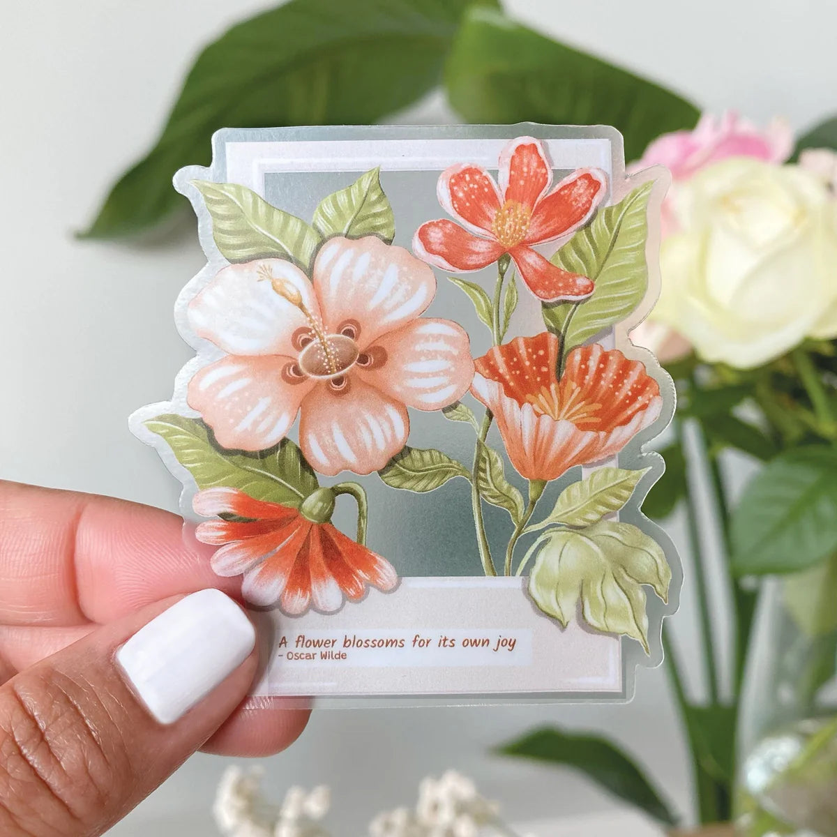 Floral Polaroid Clear Vinyl Sticker