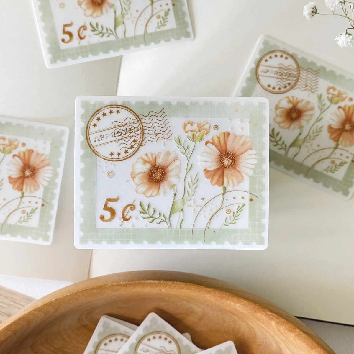 Flower Stamp Clear Vinyl Sticker