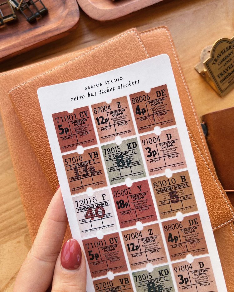 SS| Retro Bus Ticket Sticker Sheet