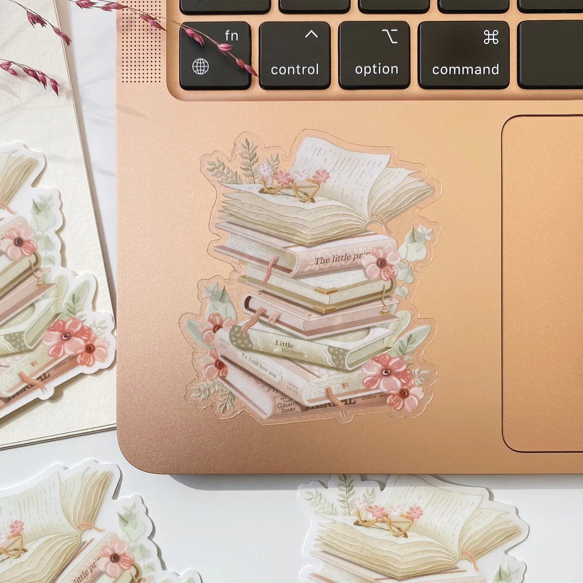 Stacked Books Clear Vinyl Sticker
