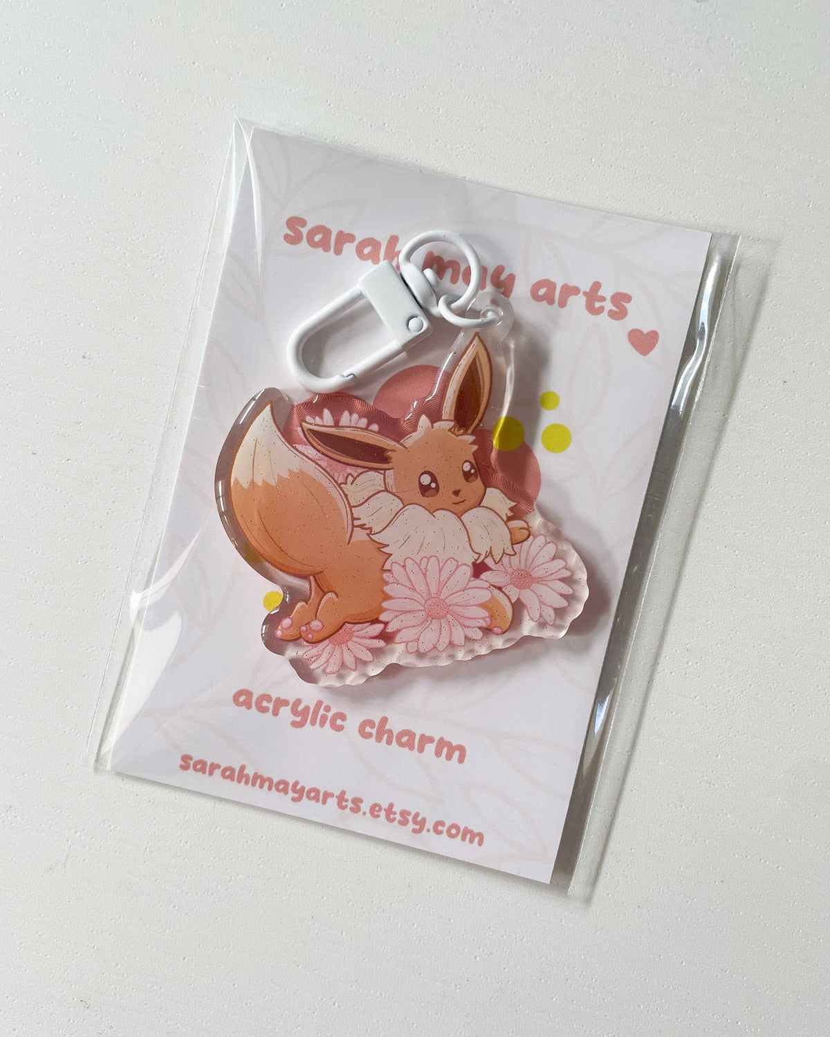 Eevee Acrylic Keychain | Pokemon Floral Charm