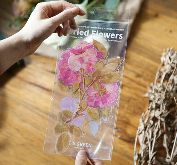 Large PET Dried Flower and Leaves Stickers