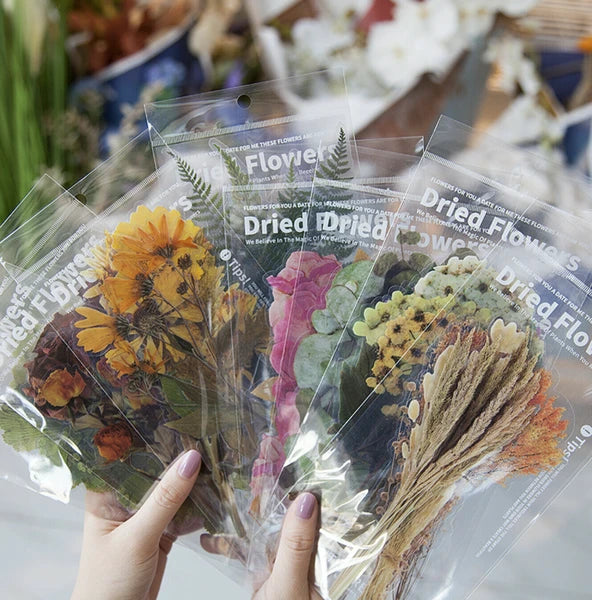 Large PET Dried Flower and Leaves Stickers