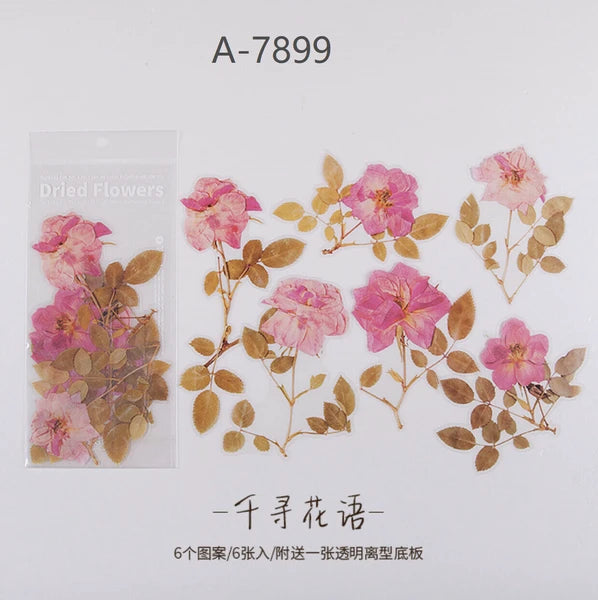 Large PET Dried Flower and Leaves Stickers