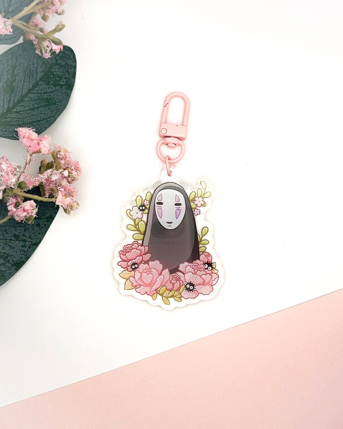 Faceless Acrylic Keychain | Cute Anime Floral Charm