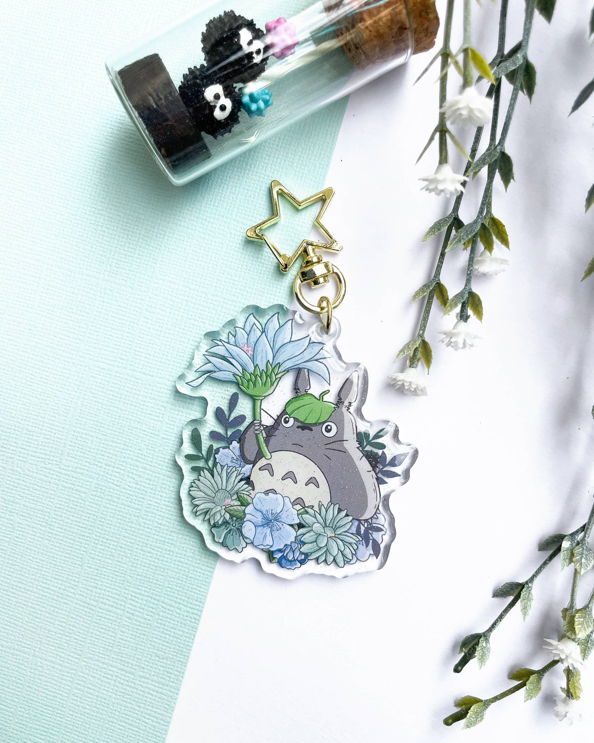 Forest Spirit Acrylic Keychain | Anime Floral Charm