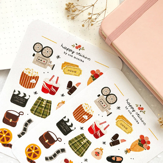 Movie Date - Sticker Sheet | Cinema Night Stationery