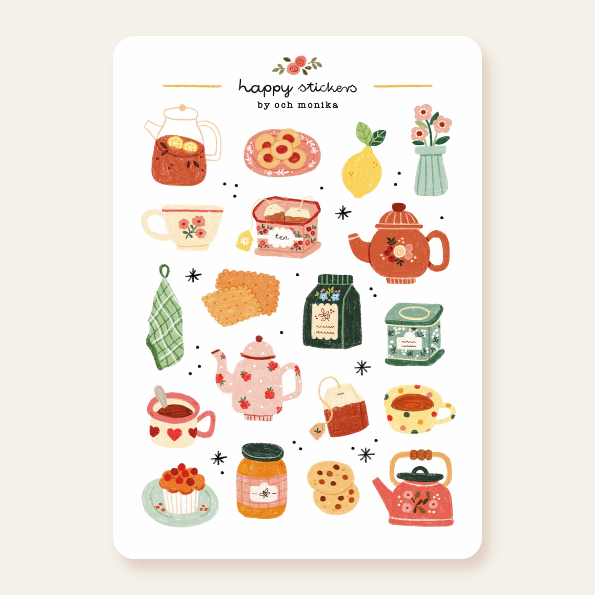 Tea Time - Sticker Sheet | Tea Lover Stationery Gift