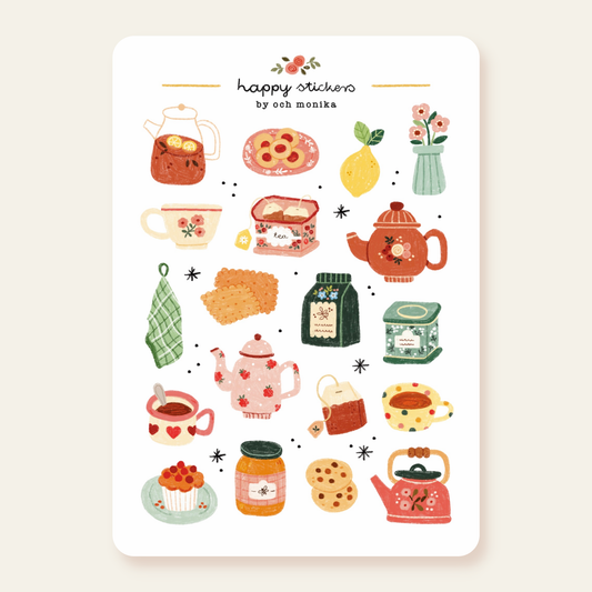 Tea Time - Sticker Sheet | Tea Lover Stationery Gift