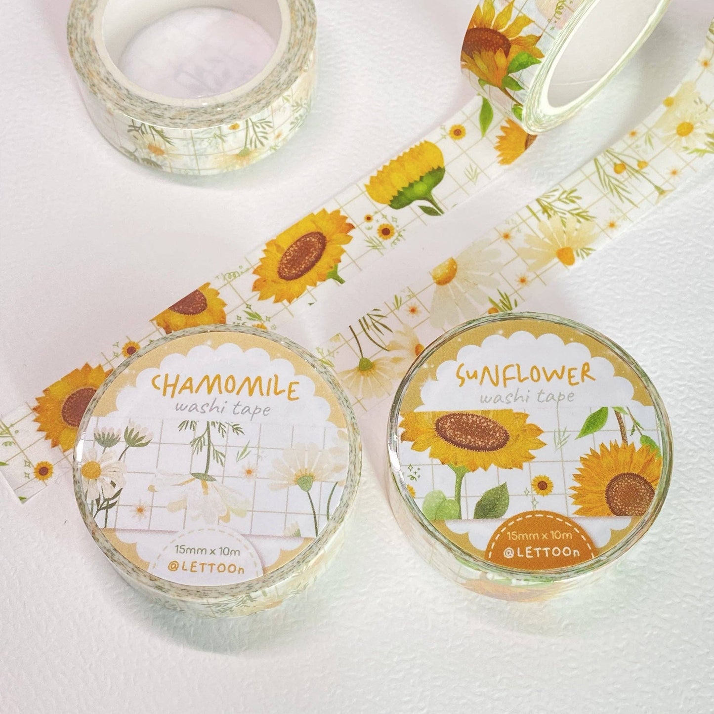LETTOOn Washi Tape - Chamomile & Sunflower: Sunflower