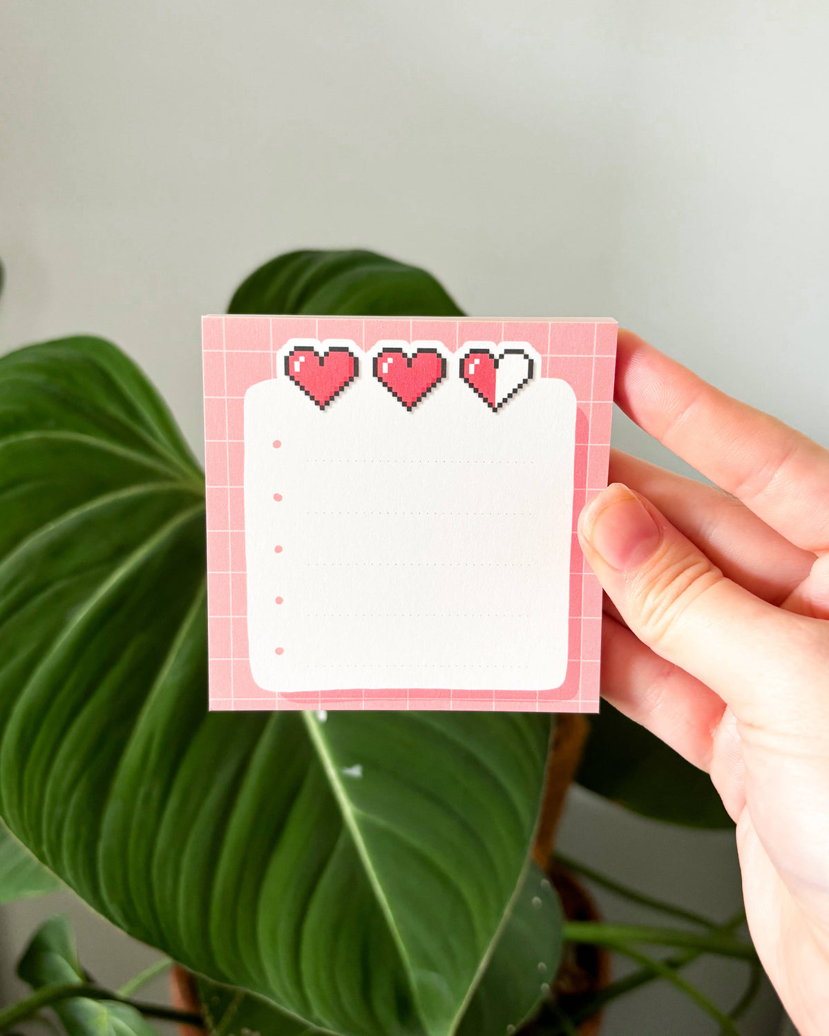 8-Bit Heart Memo Pad - 8cm Square 50 page Cute Stationary