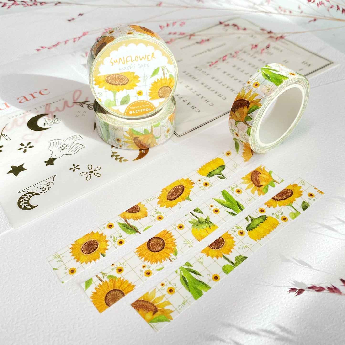LETTOOn Washi Tape - Chamomile & Sunflower: Sunflower