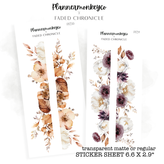 PMC | Fall / Autumn Floral Side Bar Deco (PMC X FC): Transparent Matte | Orange/Brown Floral
