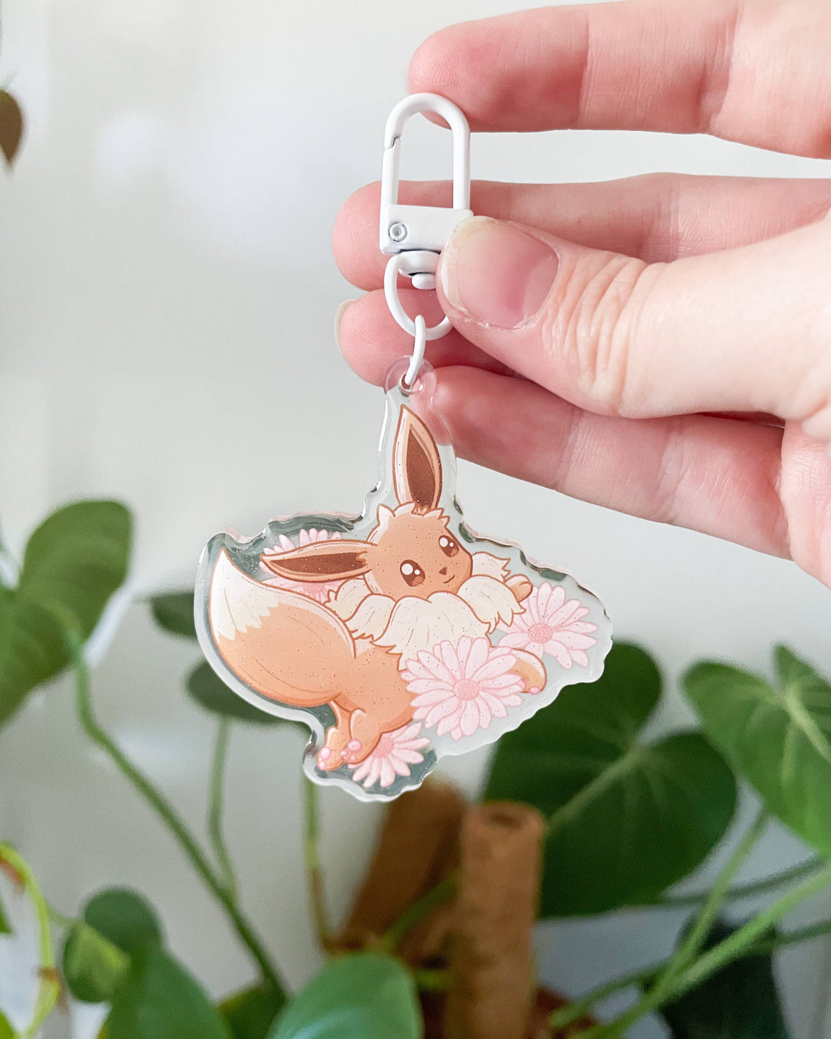 Eevee Acrylic Keychain | Pokemon Floral Charm