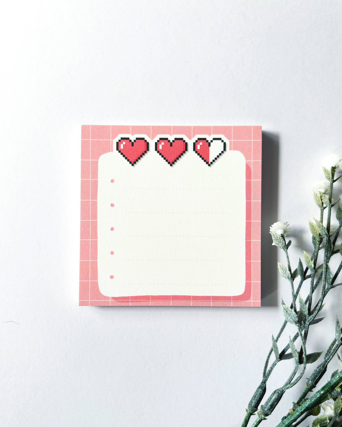 8-Bit Heart Memo Pad - 8cm Square 50 page Cute Stationary