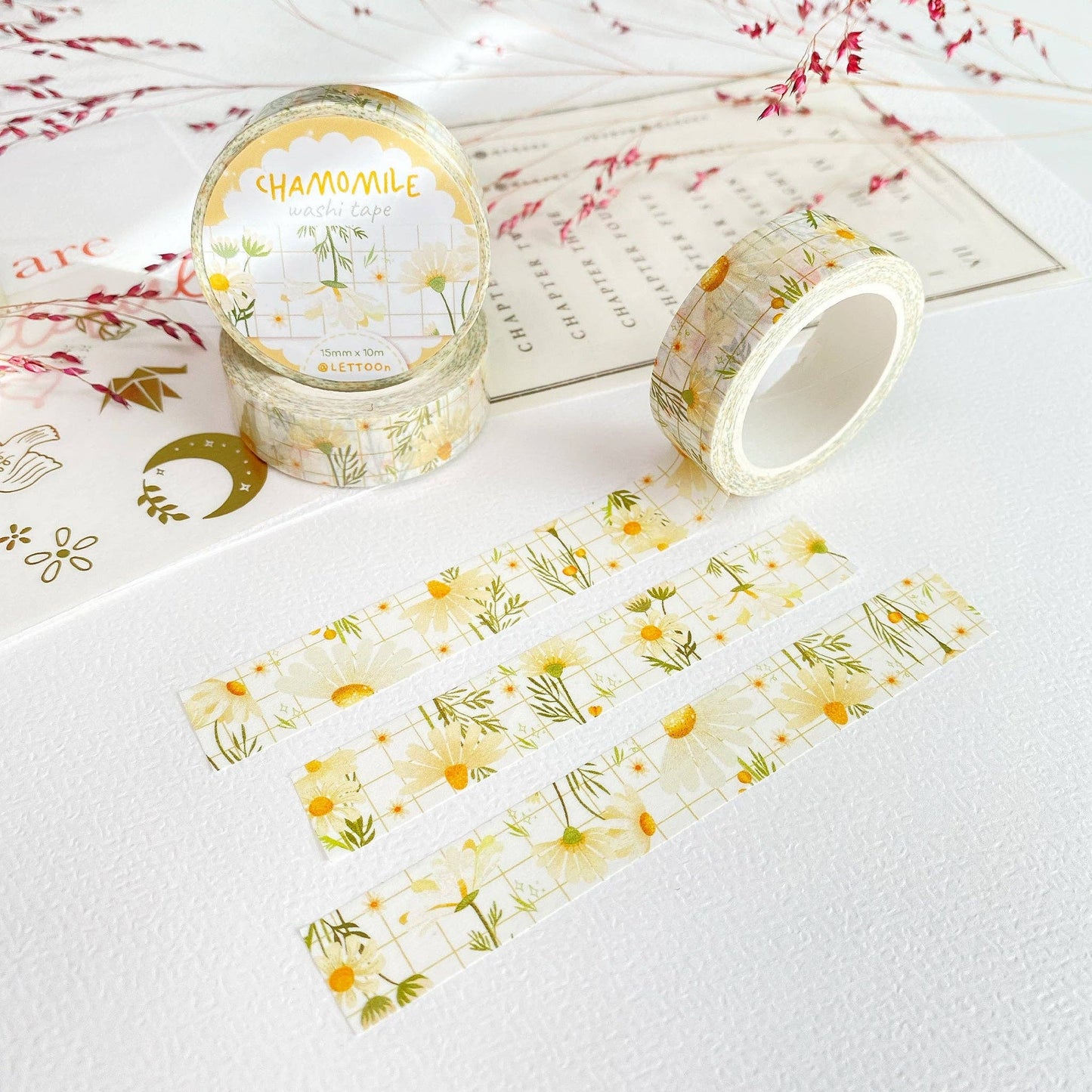 LETTOOn Washi Tape - Chamomile & Sunflower: Sunflower