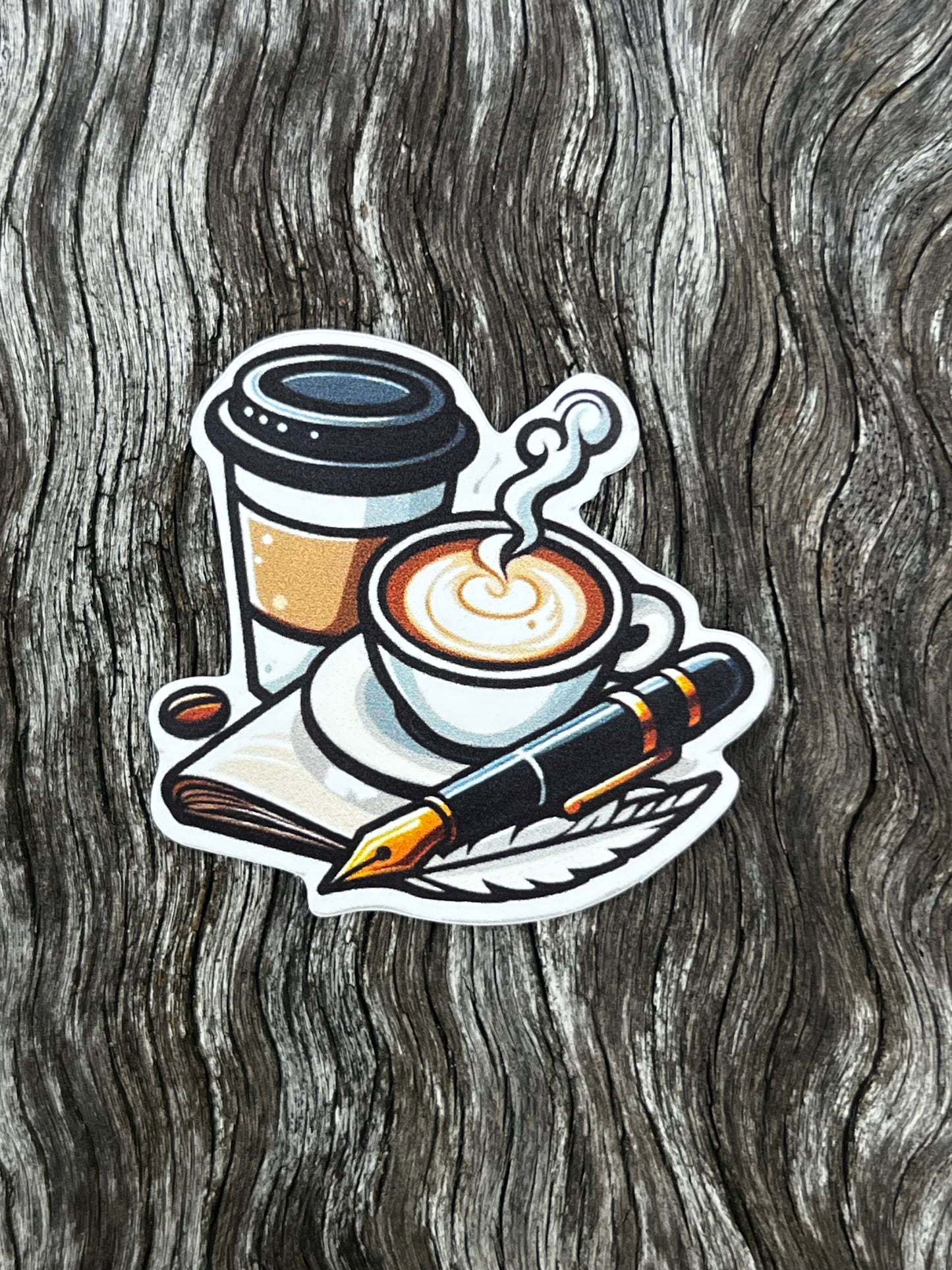 Janet Journals - Coffee Feather Fountain Pen Vinyl Stickers