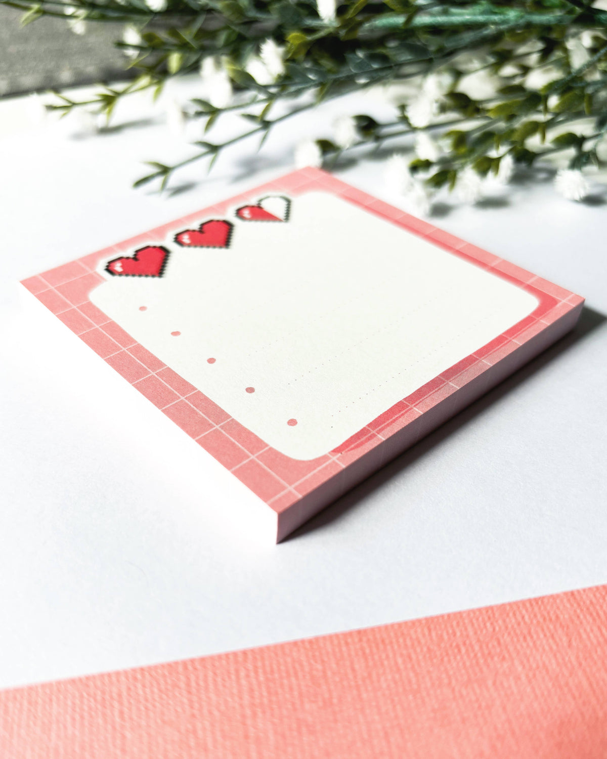 8-Bit Heart Memo Pad - 8cm Square 50 page Cute Stationary