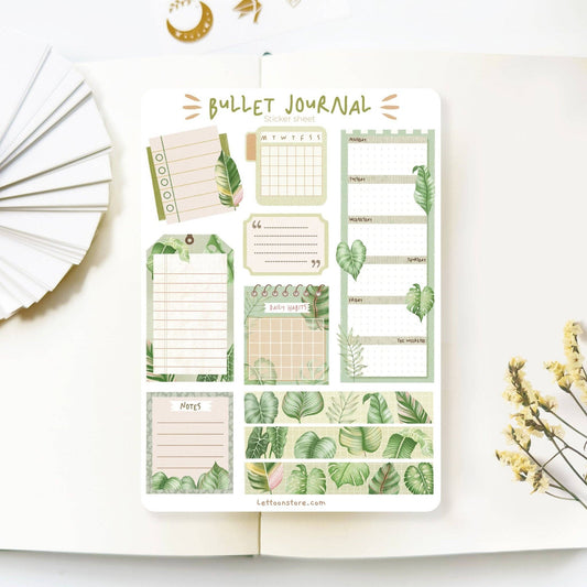 L| Sticker Sheet - Bullet Journal Essentials: Tropical Leaves
