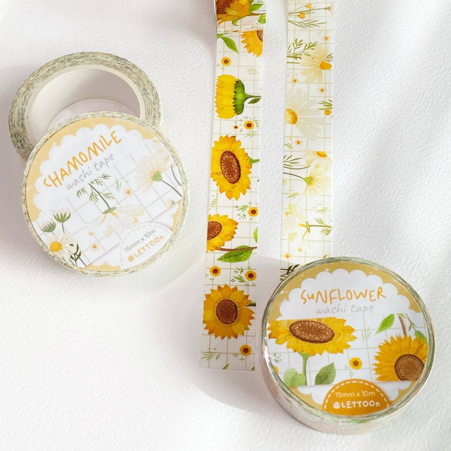 LETTOOn Washi Tape - Chamomile & Sunflower: Sunflower