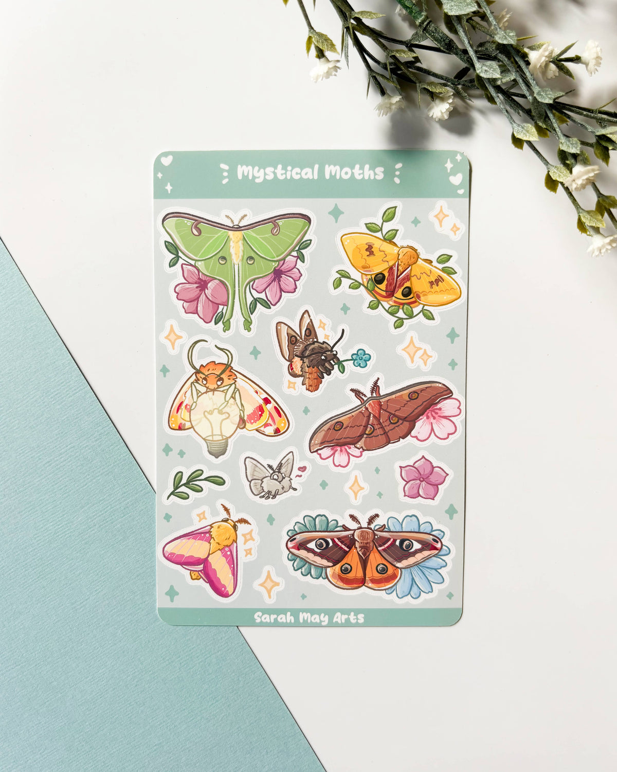 Mystical Moths Sticker Sheet - 15pcs Matte Vinyl Kiss Cut