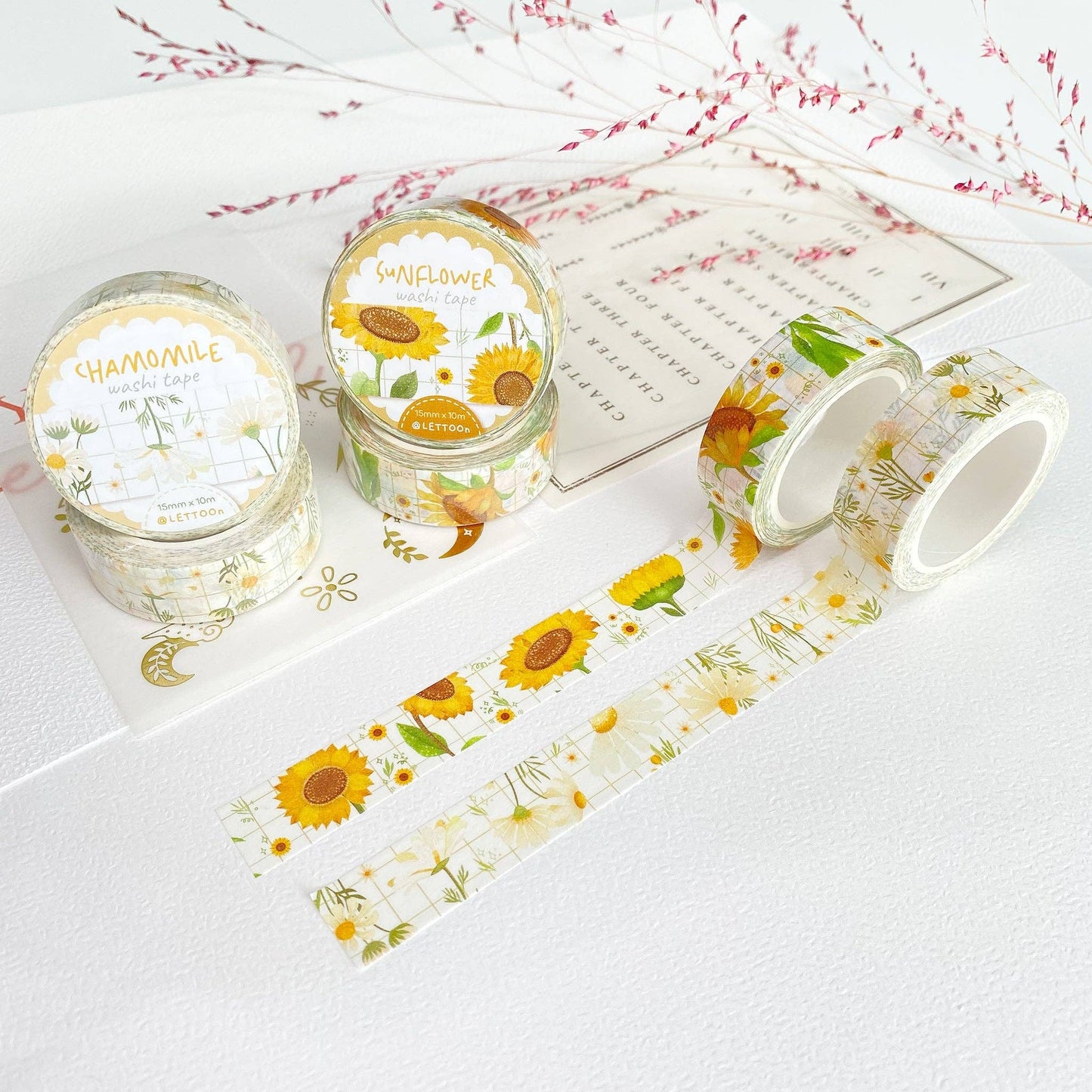LETTOOn Washi Tape - Chamomile & Sunflower: Sunflower