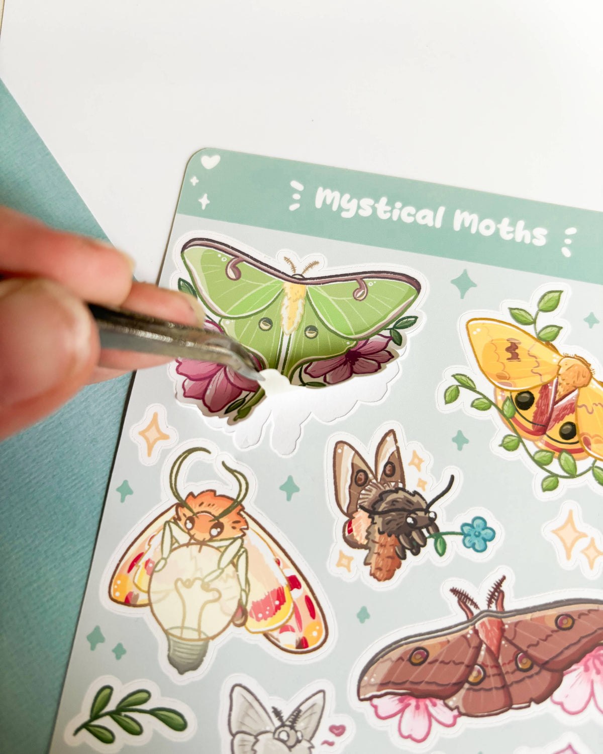 Mystical Moths Sticker Sheet - 15pcs Matte Vinyl Kiss Cut