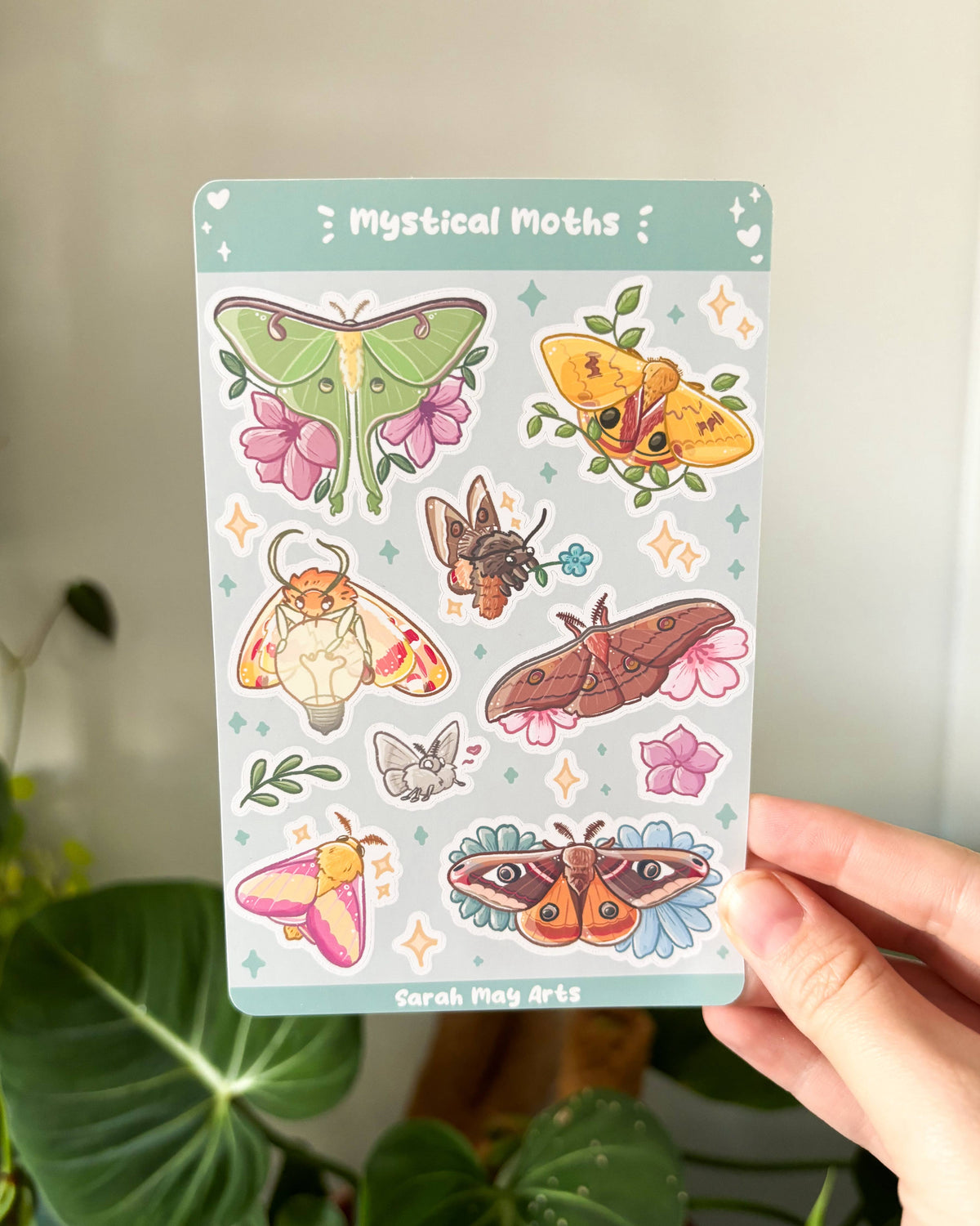 Mystical Moths Sticker Sheet - 15pcs Matte Vinyl Kiss Cut