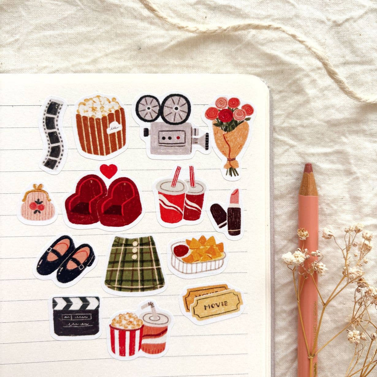 Movie Date - Sticker Sheet | Cinema Night Stationery