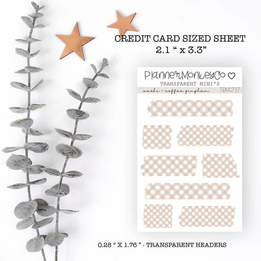 PMC | " Coffee gingham" Washi Strips Mini Sheet (Transparent)