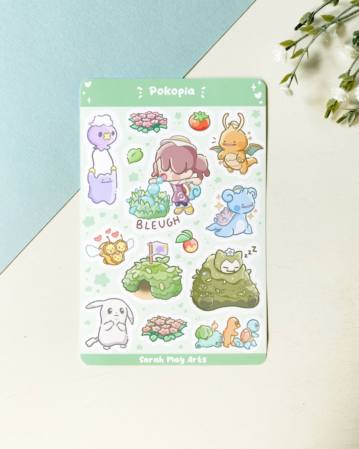 Pokemon Pokopia Sticker Sheet - 14pcs Matte Vinyl Kiss Cut