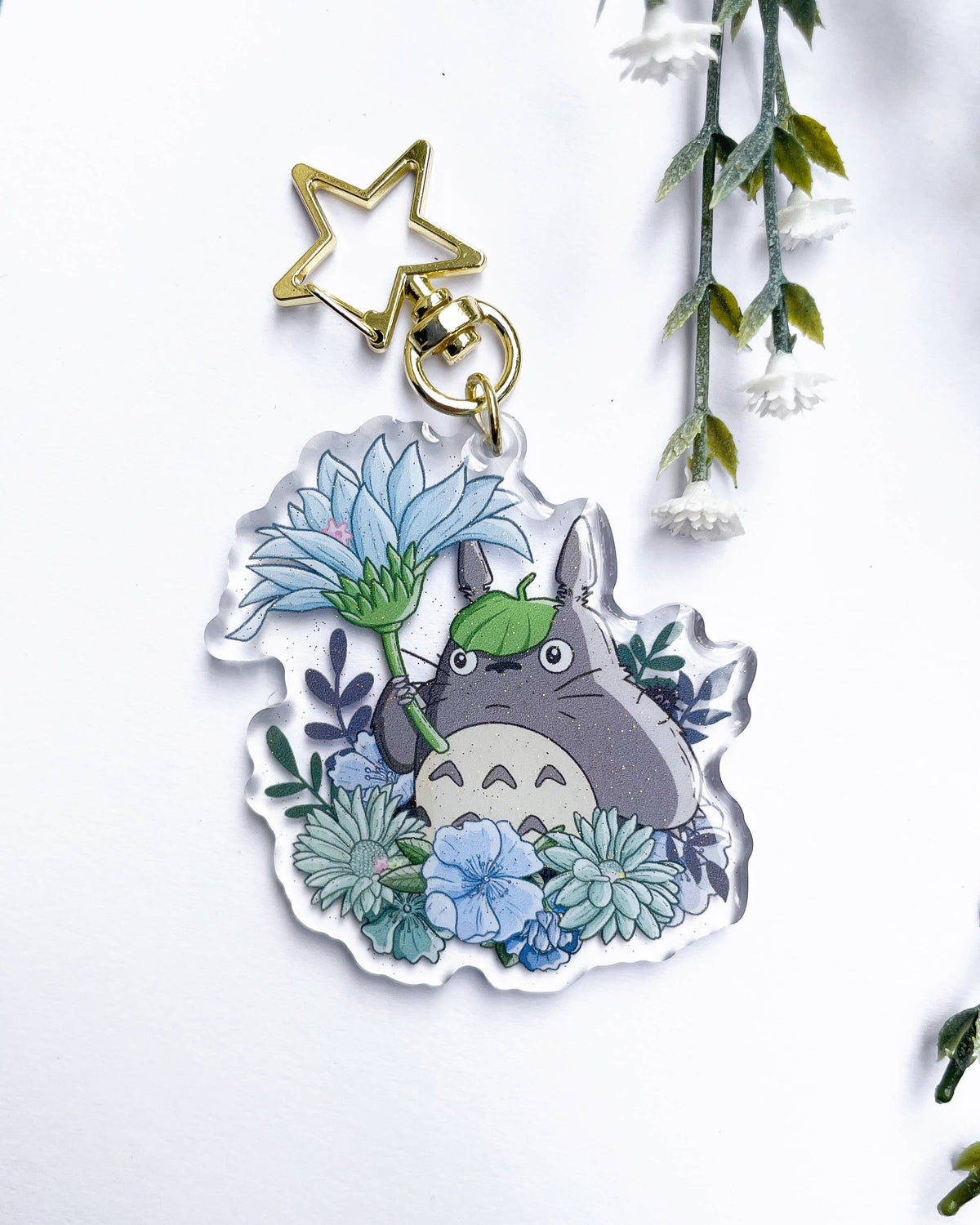 Forest Spirit Acrylic Keychain | Anime Floral Charm