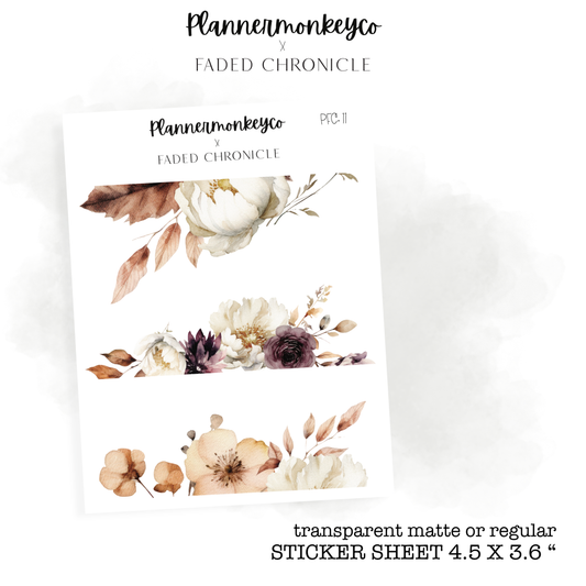 PMC | Fall / Autumn Floral Border Stickers (PMC X FC): Regular Matte