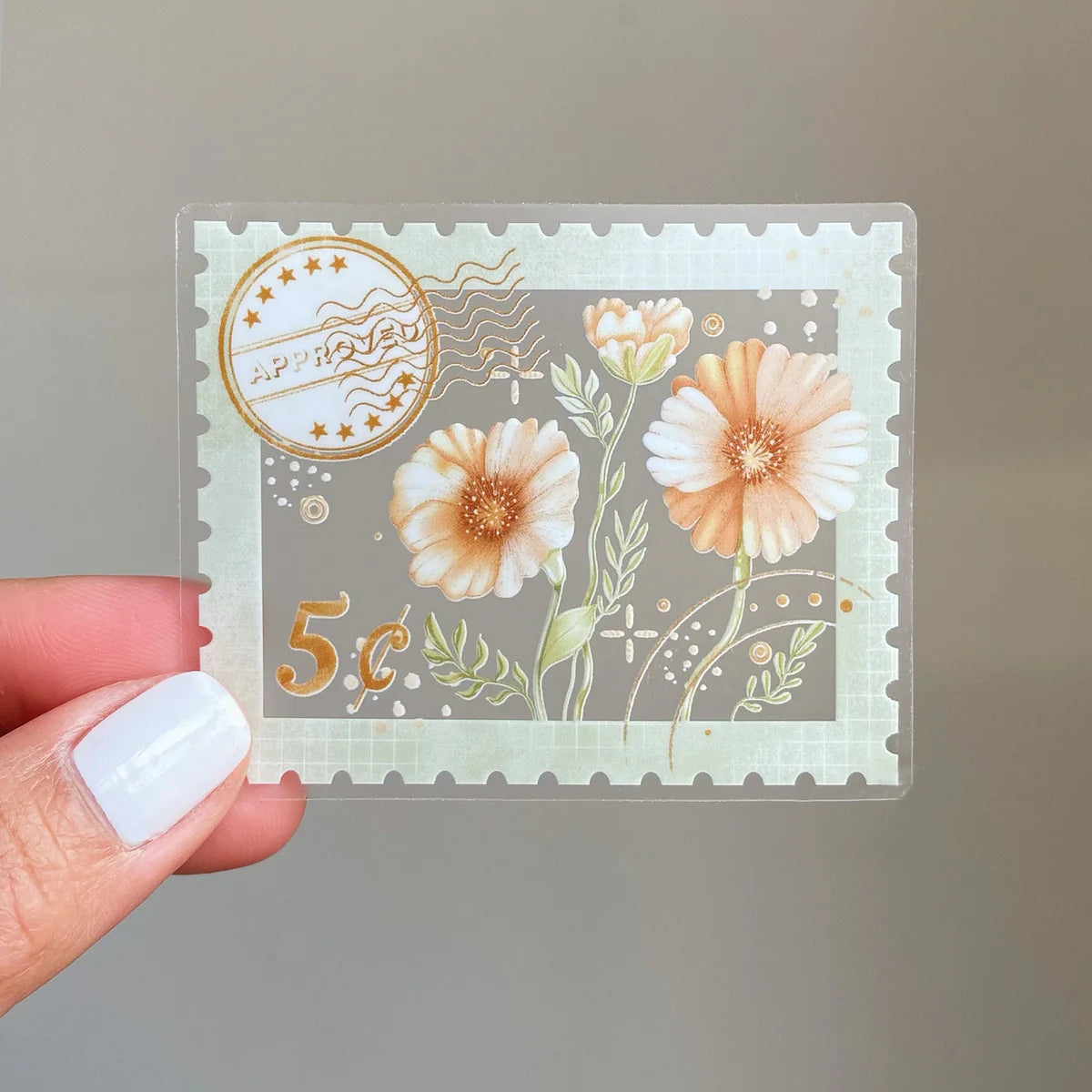 Flower Stamp Clear Vinyl Sticker