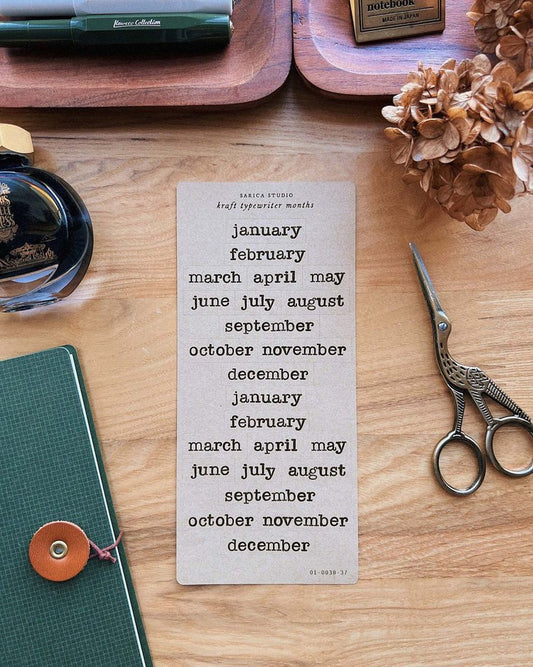 SS| Kraft Typewriter Months Sticker Sheet