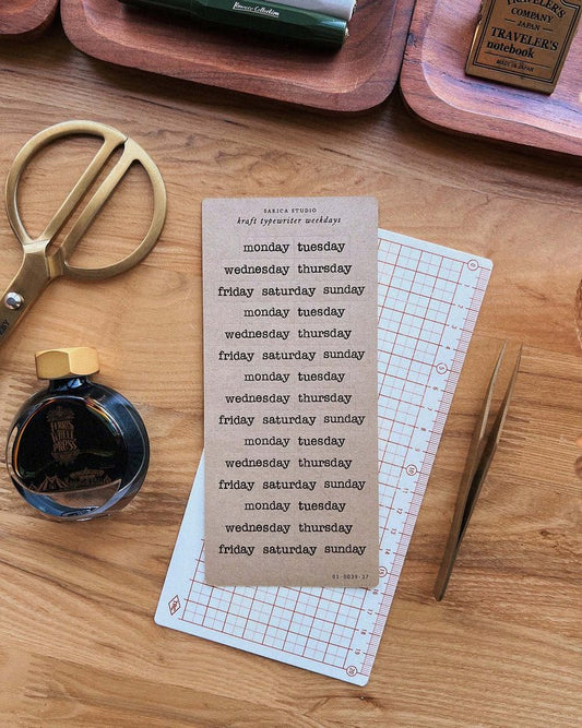SS| Kraft Typewriter weekdays Sticker Sheet